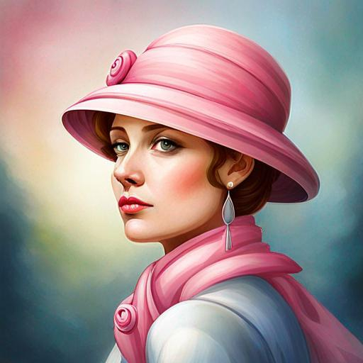 Prompt: Lady with pink hat