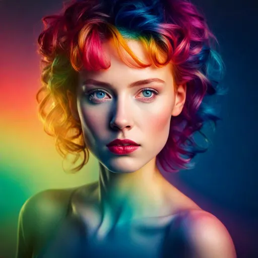 Prompt: colorful image of a young lady