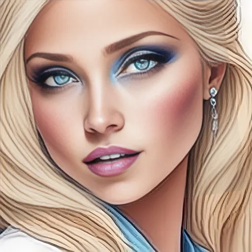 Prompt: <mymodel>A blonde woman, angular features, blue eyes