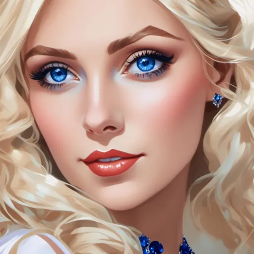 Prompt: <mymodel>A blonde woman, angular features, blue eyes