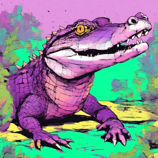 Prompt: purple alligator