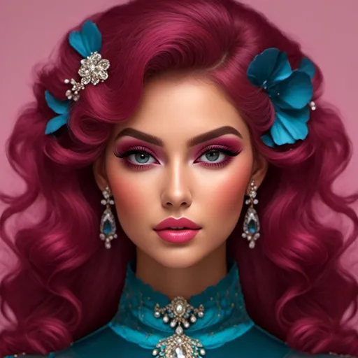 Prompt: <mymodel>A beautiful woman in a color scheme of magenta
