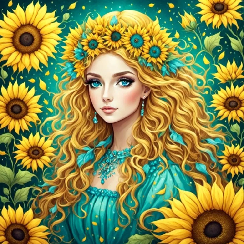 Prompt: <mymodel>Fairy princess of sunflowers