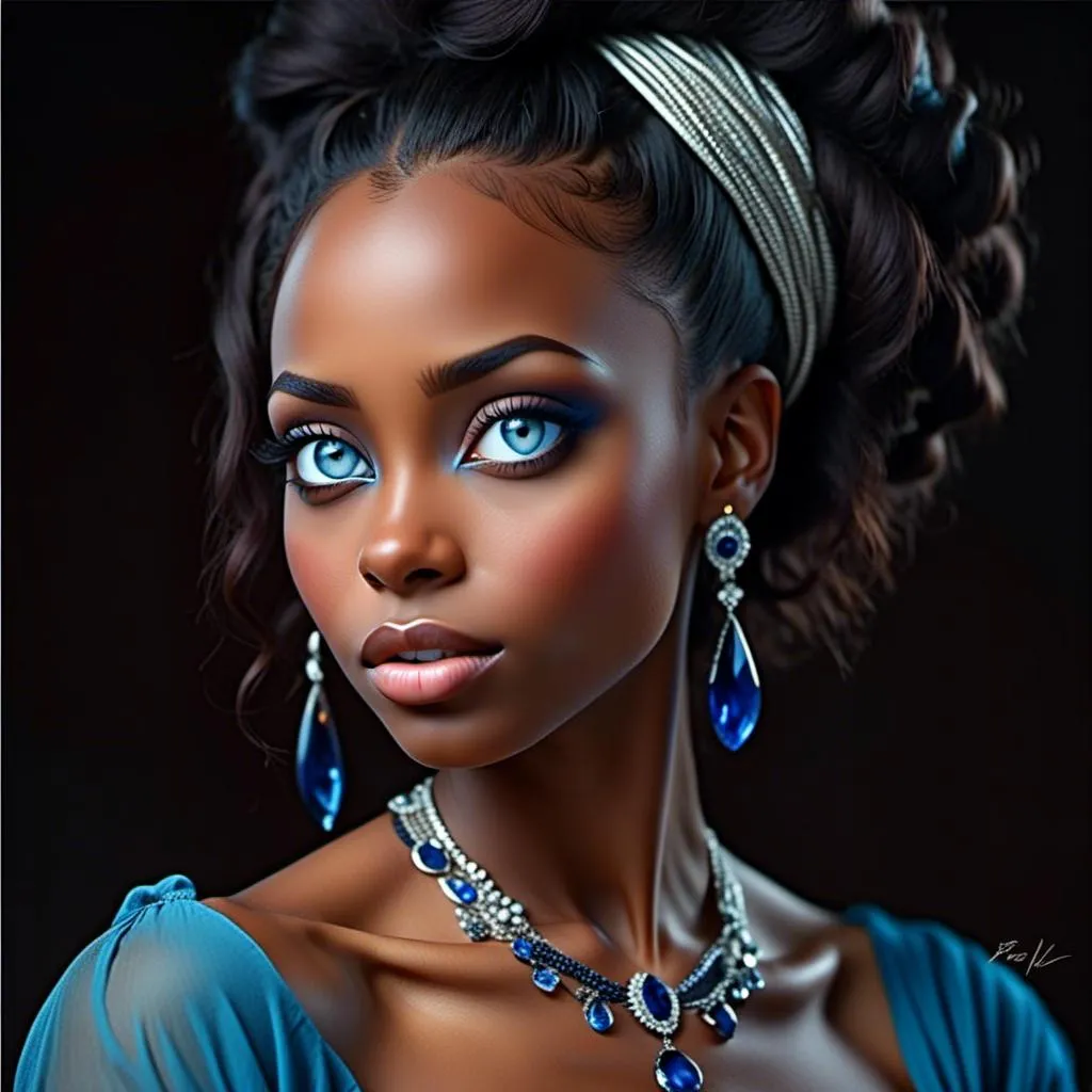 Prompt: <mymodel>Glamorously dressed lady of rhe 1930's wearing sapphire jewelry,blue eyes