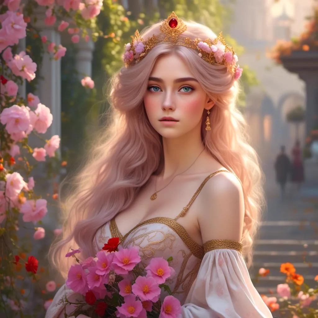 Prompt: <mymodel>a realistic feminine princess, Rapunzel, but with red hair, HD
