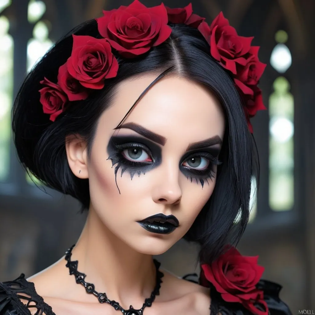 Prompt: <mymodel> a woman in gothic makeup