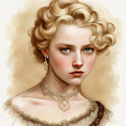 Prompt: A blonde girl of the gilded age