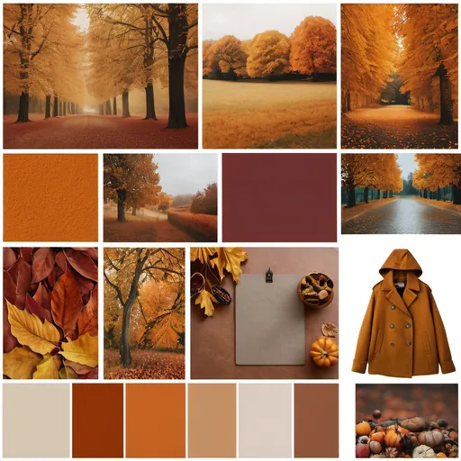 Prompt: A mood board-autumn colors