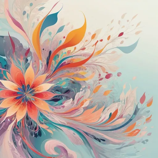 Prompt: abstract flowers, (vibrant colors), (fluid shapes), bold geometric forms, ethereal beauty, dynamic compositions, soft blending of hues, artistic expression, contemporary style, surreal atmosphere, visually stimulating, intricate patterns, (digital art), inviting and imaginative, high quality, ultra-detailed, appealing to sense of wonder