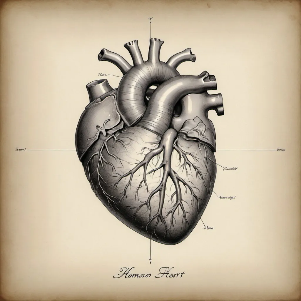 Human heart anatomically hand drawn art vintage Vector Image