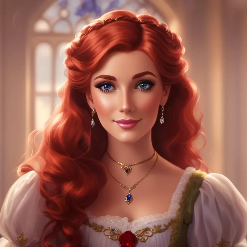 Prompt: <mymodel>a realistic feminine princess, Rapunzel, but with red hair, HD
