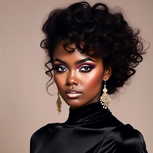 Prompt: <mymodel>60s makeup and hair on a black girl