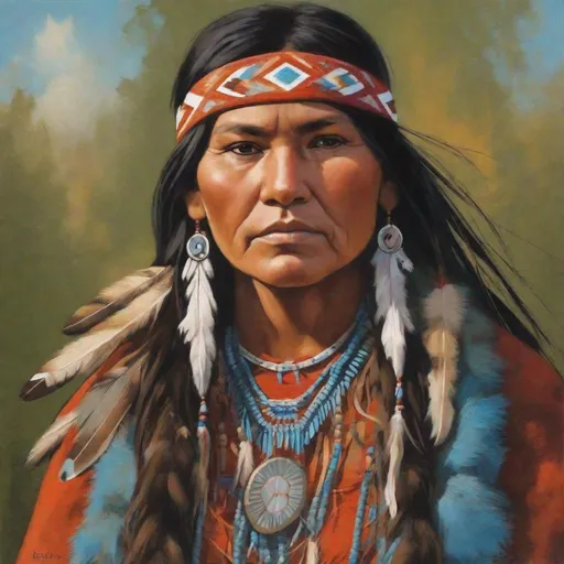 Prompt: A beautiful Native American squaw