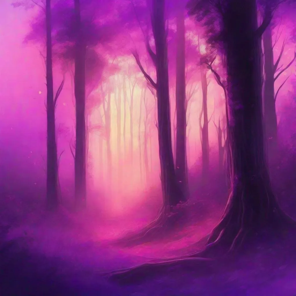 Prompt: Purple-hued digital painting of a serene forest clearing, ethereal glow, mystical atmosphere, warm lighting, high quality, digital art, purple tones, peaceful ambiance