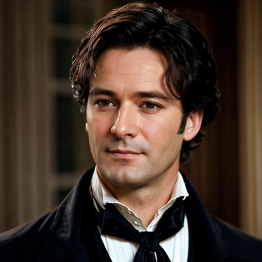 Prompt: <mymodel> Mr. Darcy, a handsome man with dark hair aged 30 years, stylish 18th century clothing, facial closeup