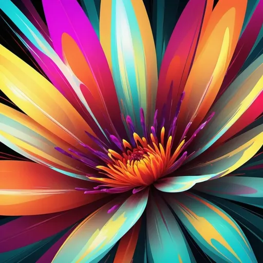 Prompt: Vibrant abstract digital artwork of flowers, dazzling colors, dynamic composition, high energy, modern digital art, vibrant, abstract, digital, high energy, dynamic composition, best quality, colorful, vivid tones, professional lighting