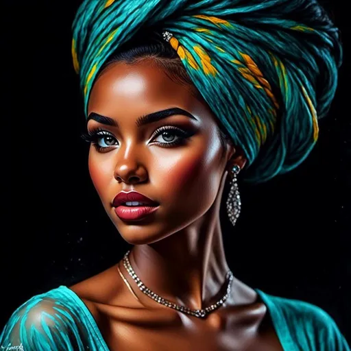 Prompt: <mymodel>"A portrait of a beautiful African girl, painted with vibrant colors by Drew Brophy that effortlessly captures the deep beauty of her eyes and hair in a flawless display of watercolor, 4K HD, featured in WatercolorArs Magazine."