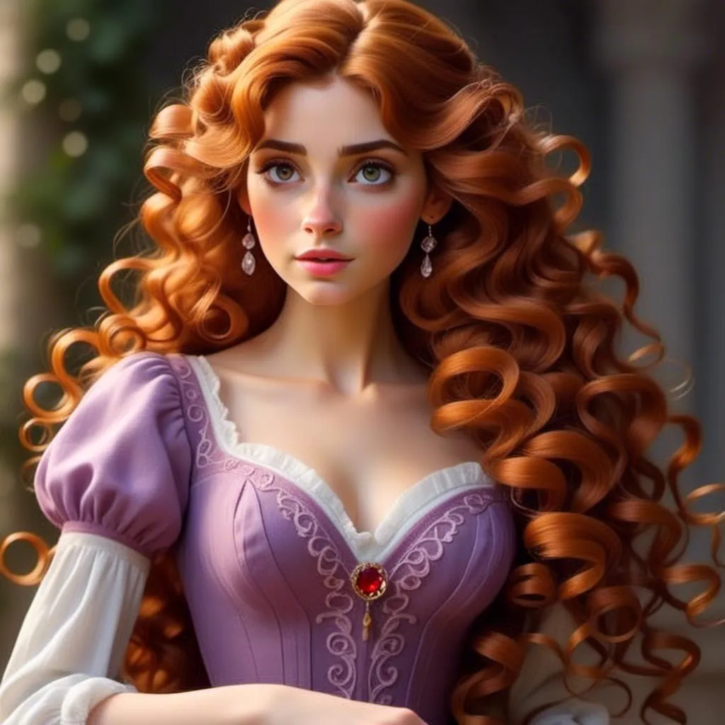 Prompt: <mymodel>a realistic feminine princess, Rapunzel, but with red hair, HD
