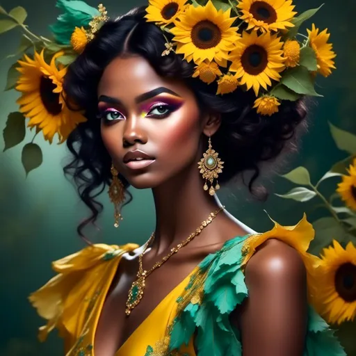 Prompt: <mymodel>Fairy princess of sunflowers