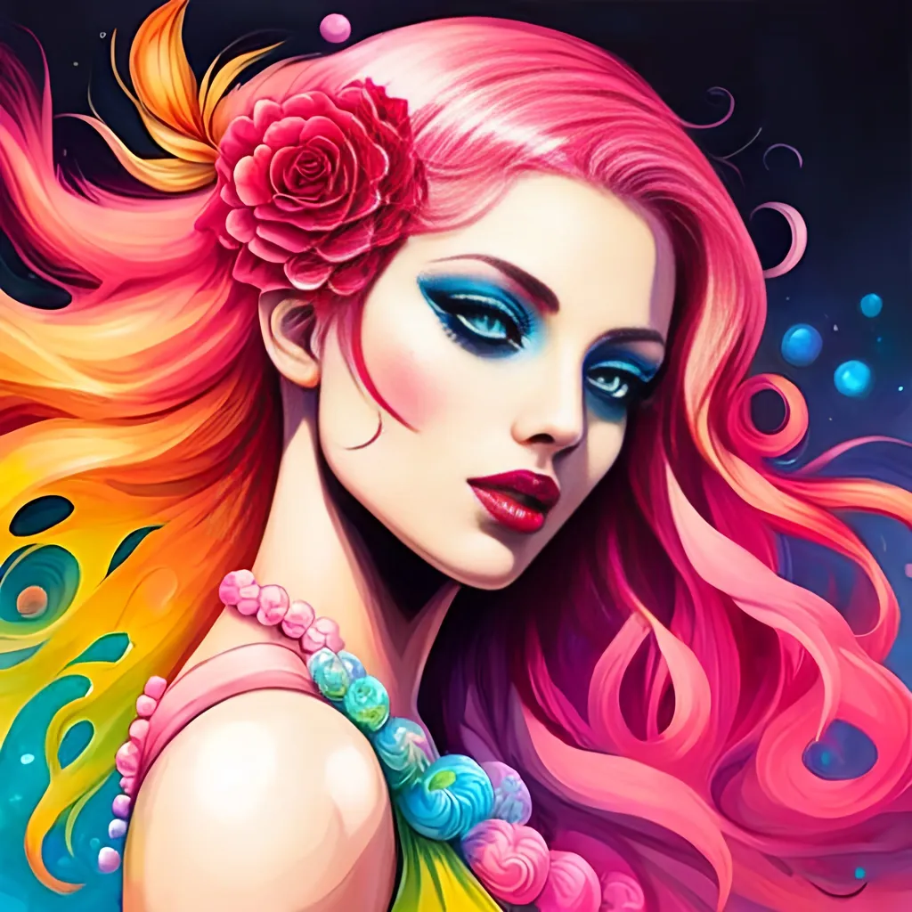 Prompt: Flower Siren graffiti art, splash art, street art, spray paint, oil gouache melting, acrylic, high contrast, colorful polychromatic, ultra detailed, ultra quality, CGSociety