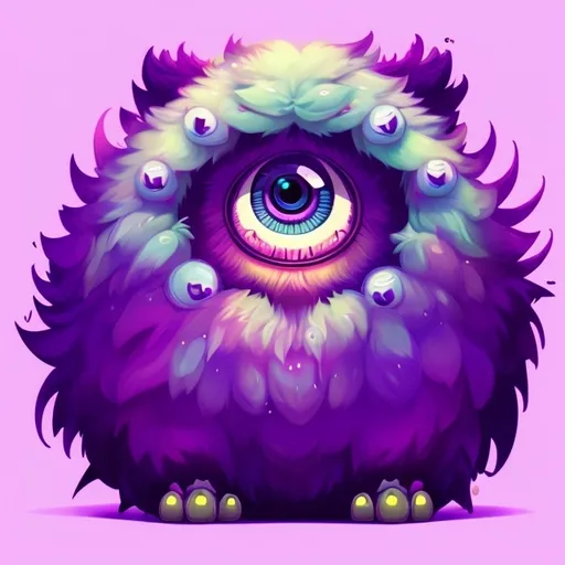 Prompt: Cute purple monster, digital illustration, fluffy fur, big expressive eyes, playful demeanor, vibrant colors, high quality, digital art, pastel tones, soft lighting