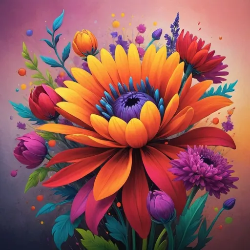 Prompt: vibrantly colored flowers