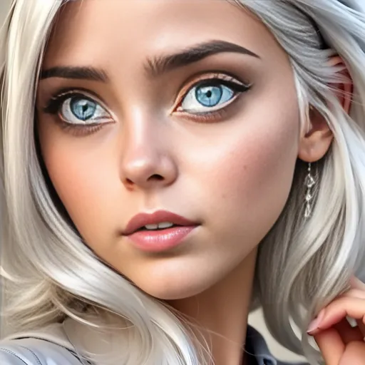 Prompt: <mymodel>A blonde woman, angular features, blue eyes