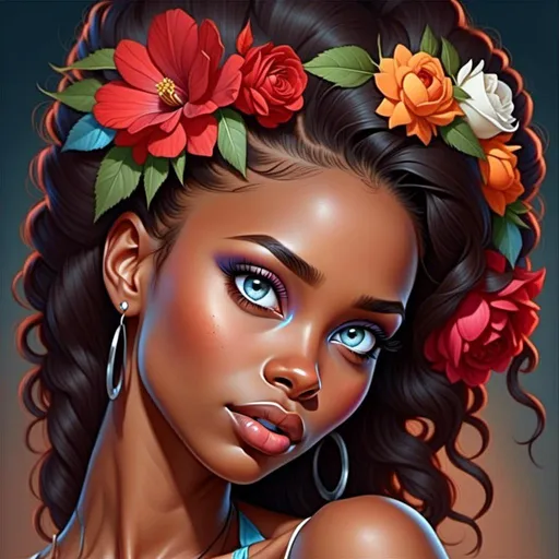 Prompt: <mymodel> lady with flowers in her hair