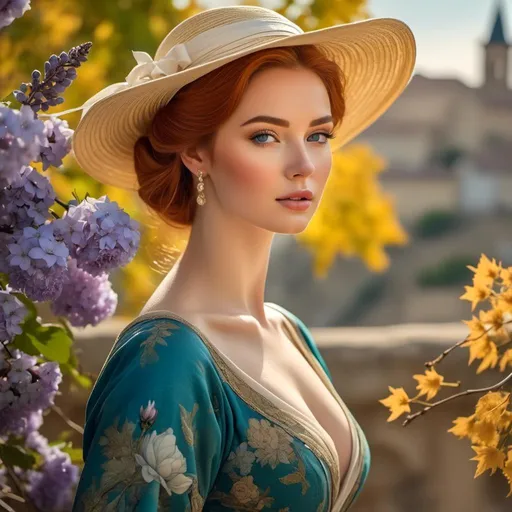 Prompt: <mymodel>Beautiful italian lady in an beautiful landscape of Umbrië, Style Flora Bowley and Vincent van Gogh,8k, dynamic lighting, ultra detailed