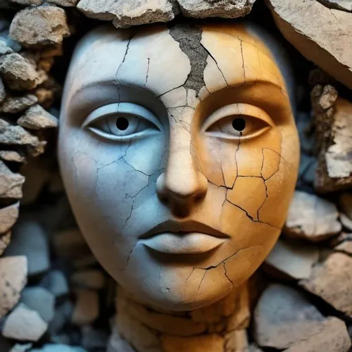 Prompt: beautiful broken stone sculpture