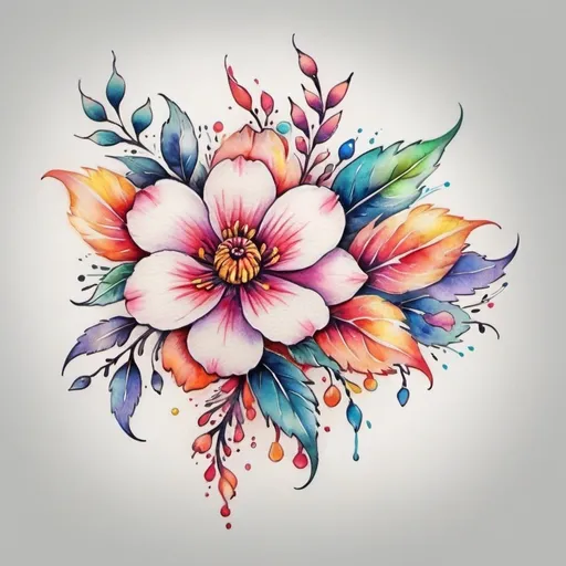 Prompt: <mymodel> Colorful flower tattoo, watercolor style, vibrant petals, intricate details, high quality, vibrant colors, floral design, professional tattoo art, artistic, beautiful, realistic, watercolor, detailed, highres, vibrant, intricate details, floral, professional, colorful, vibrant colors, watercolor style, artistic