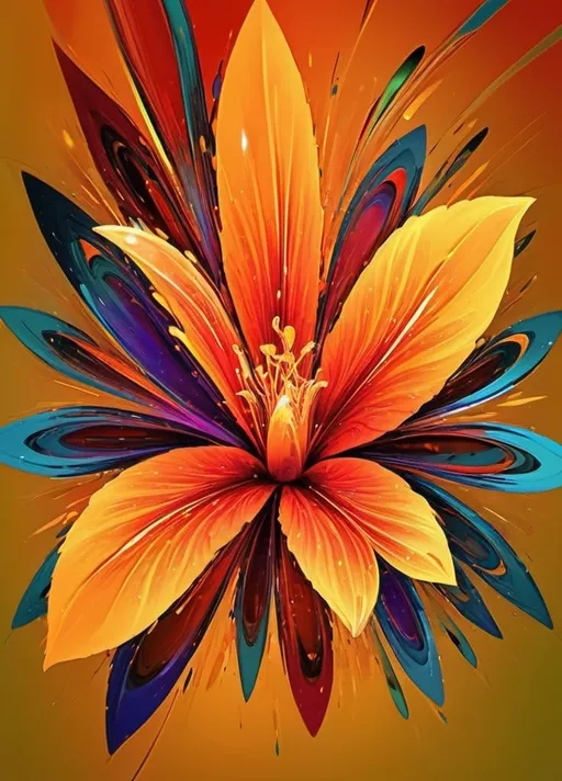 Prompt: Vibrant abstract digital artwork of flowers, dazzling colors, dynamic composition, high energy, modern digital art, vibrant, abstract, digital, high energy, dynamic composition, best quality, colorful, vivid tones, professional lighting