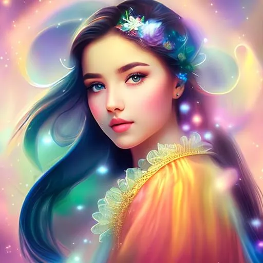 Prompt: a dreamy image of a young lady