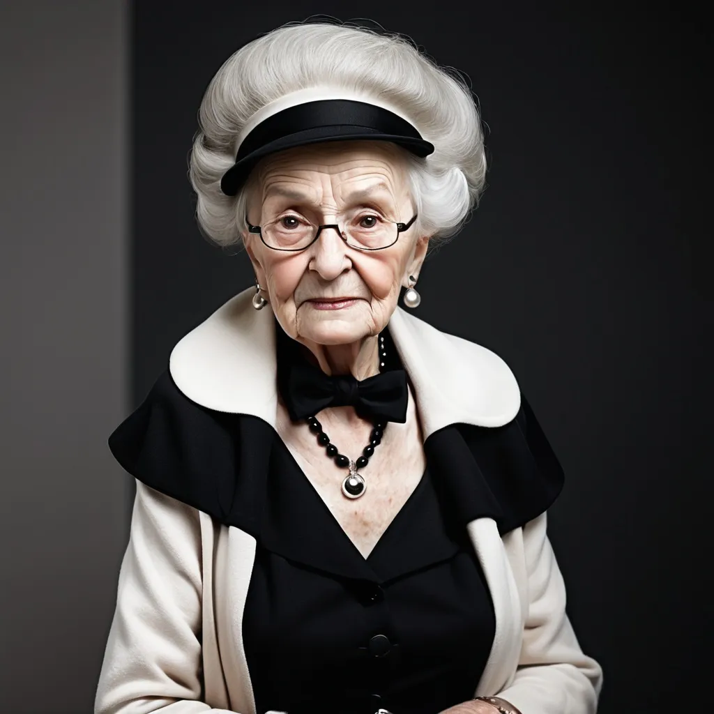 Prompt: Elderly, elegant, well dressed lady