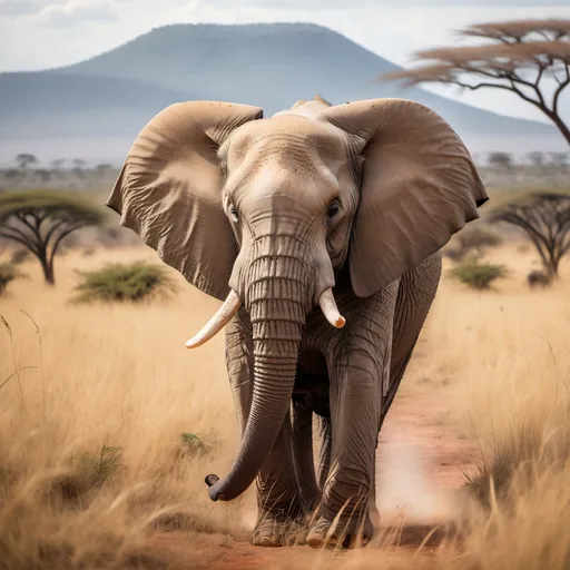 Prompt: An elephant in the wild, with a scenic African savannah backdrop.