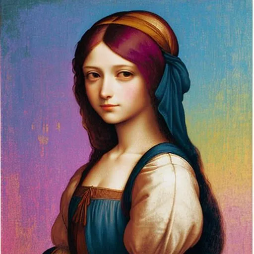 Prompt: colorful image of a young lady in the style of leonardo da Vinci