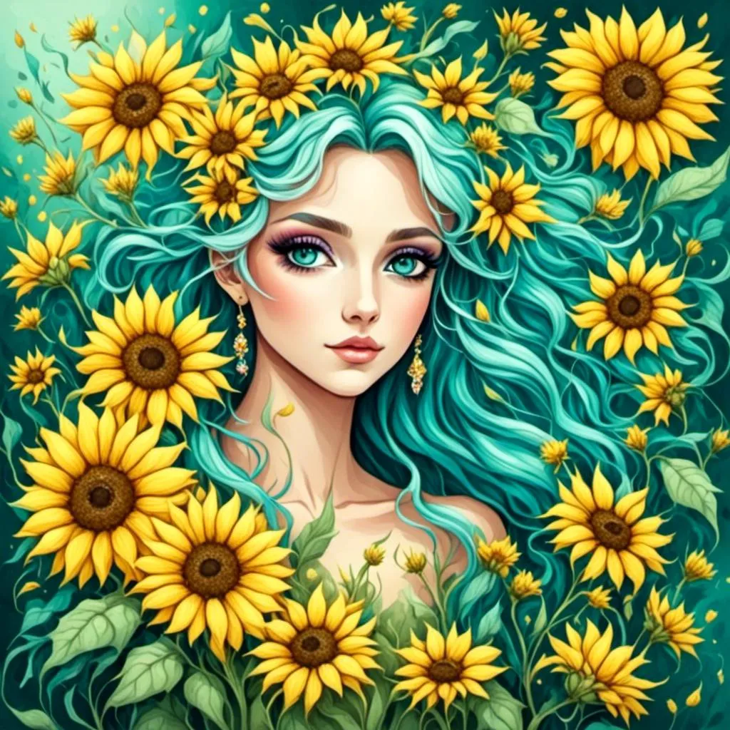 Prompt: <mymodel>Fairy princess of sunflowers