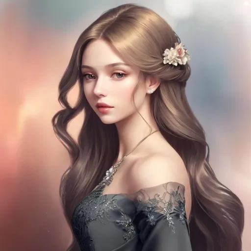 Prompt: a beautiful young lady, elegant long hair, beautiful dress