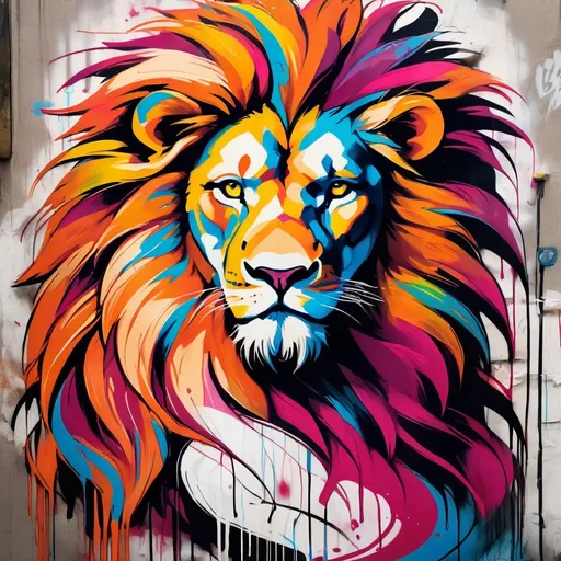 Prompt: lion, high quality, graffiti style, vibrant tones