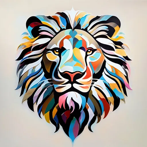 Prompt: Abstract surrealism painting of a majestic lion, vibrant and bold brushstrokes, exaggerated features, vivid colors, dreamlike atmosphere, high quality, surrealism, vibrant colors, abstract art, majestic lion, dreamlike, bold brushstrokes