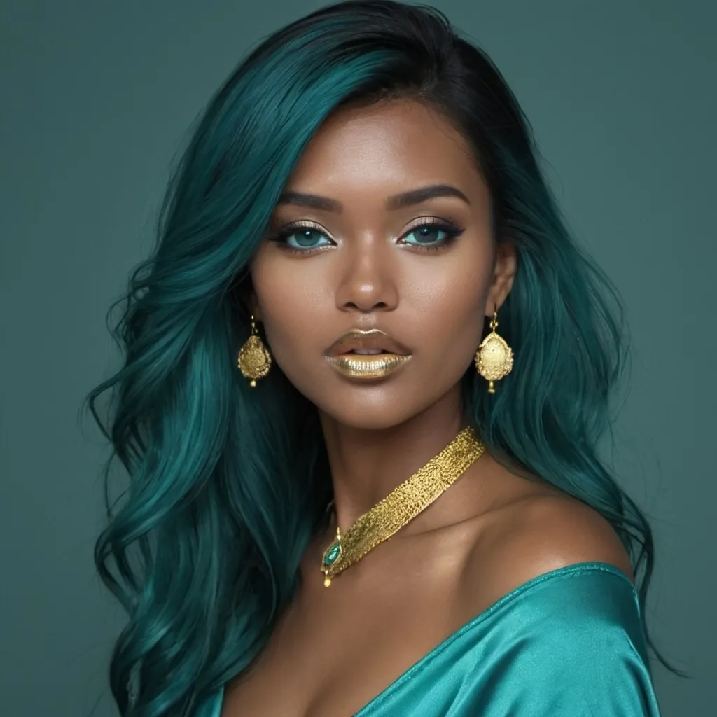 Prompt: <mymodel> Teal and gold beauty