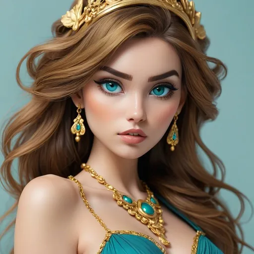 Prompt: <mymodel> Teal and gold beauty