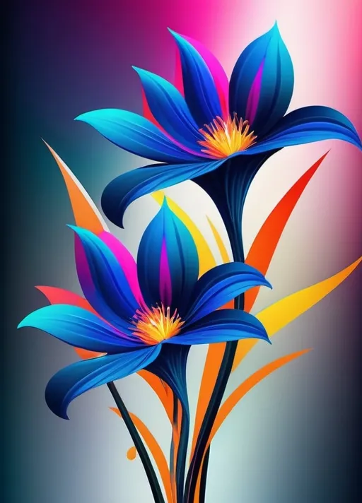 Prompt: Vibrant abstract digital artwork of flowers, dazzling colors, dynamic composition, high energy, modern digital art, vibrant, abstract, digital, high energy, dynamic composition, best quality, colorful, vivid tones, professional lighting