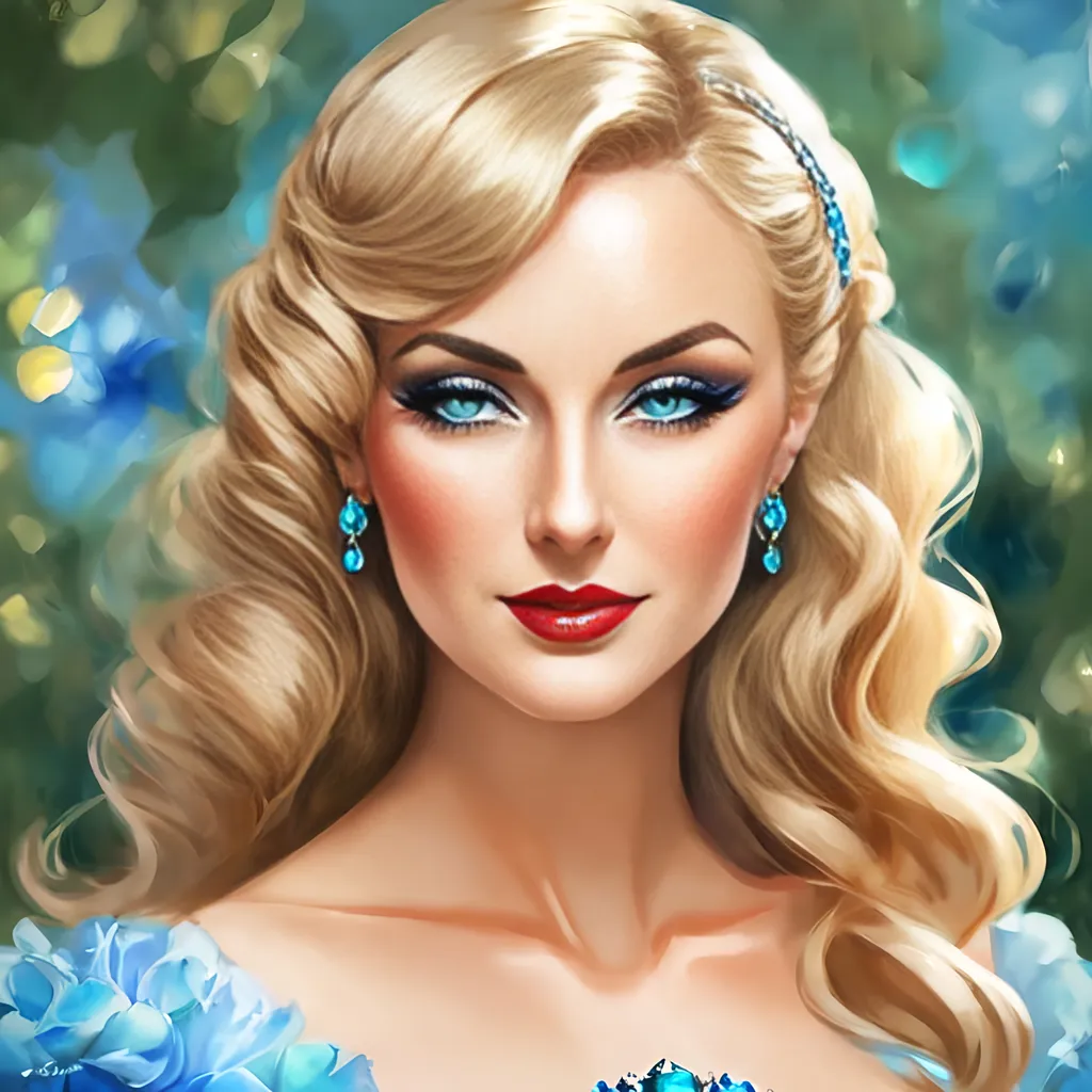 Prompt: Glamorously dressed lady of rhe 1930's wearing sapphire jewelry,blue eyes