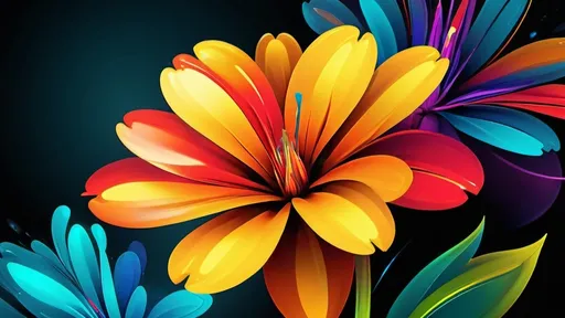 Prompt: Vibrant abstract digital artwork of flowers, dazzling colors, dynamic composition, high energy, modern digital art, vibrant, abstract, digital, high energy, dynamic composition, best quality, colorful, vivid tones, professional lighting