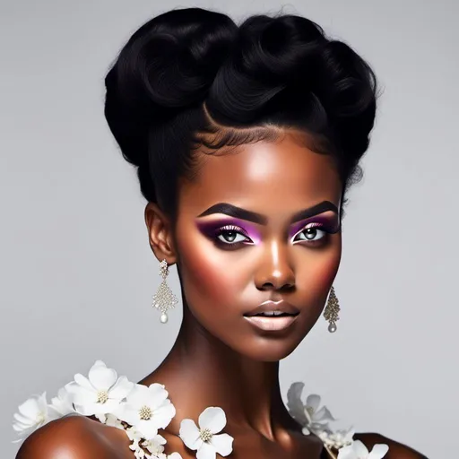 Prompt: <mymodel>60s makeup and hair on a black girl