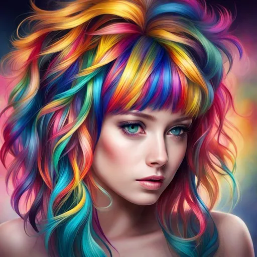 Prompt:  beautiful girl withcolorful hair