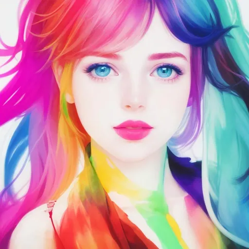 Prompt: colorful image of a young lady