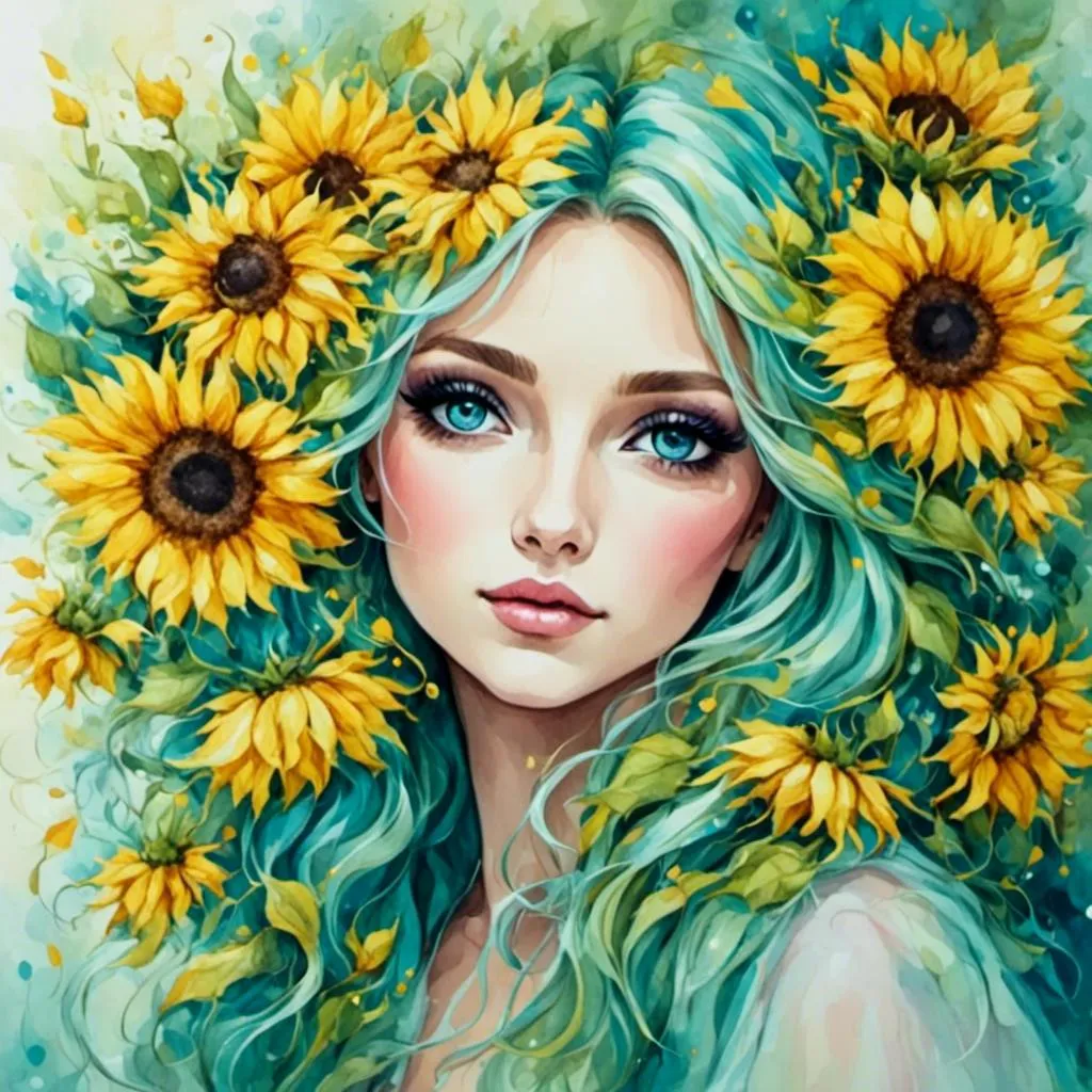 Prompt: <mymodel>Fairy princess of sunflowers