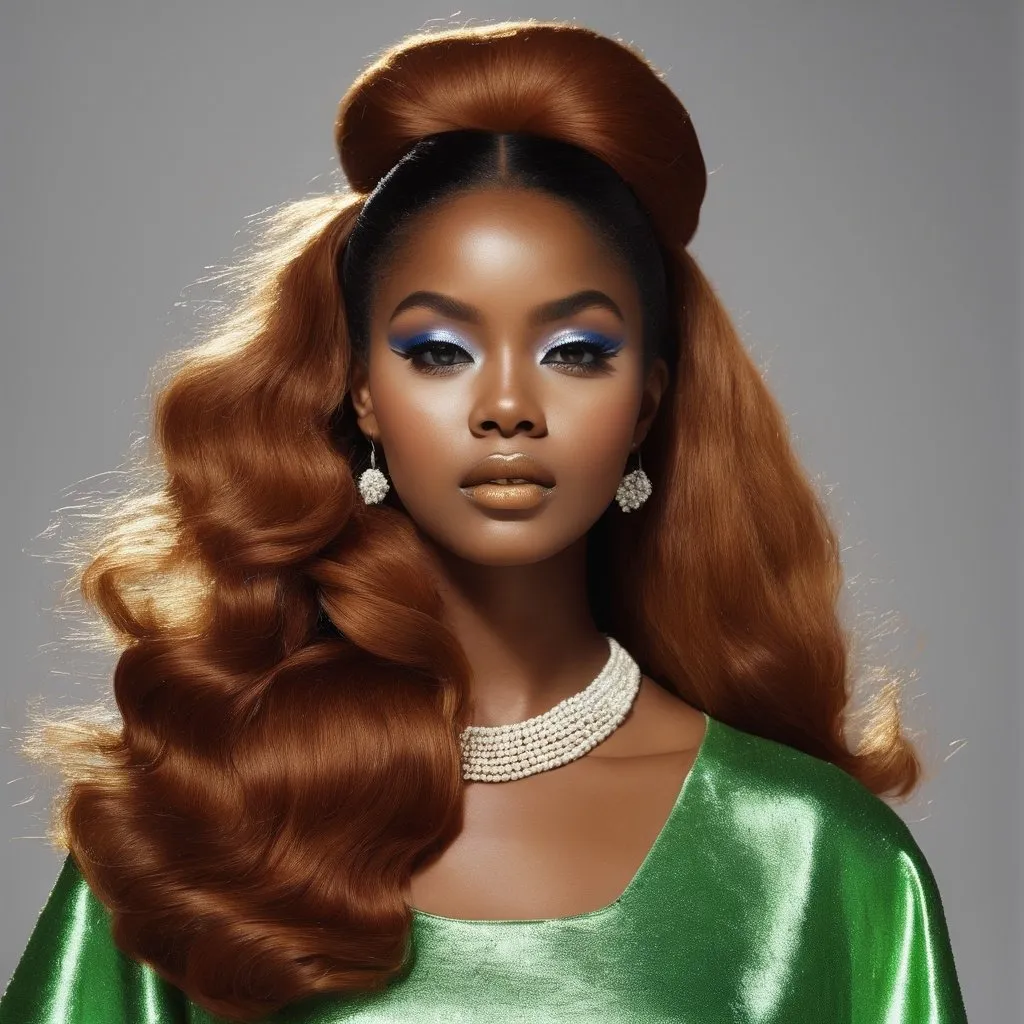 Prompt: <mymodel>60s makeup and hair on a black girl